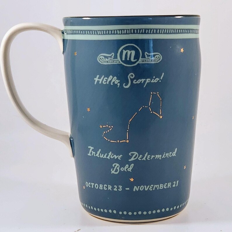 Anthropologie Danielle Kroll Teal & Metallic Gold Zodiac "Scorpio" Tasse 14 oz Bild 6