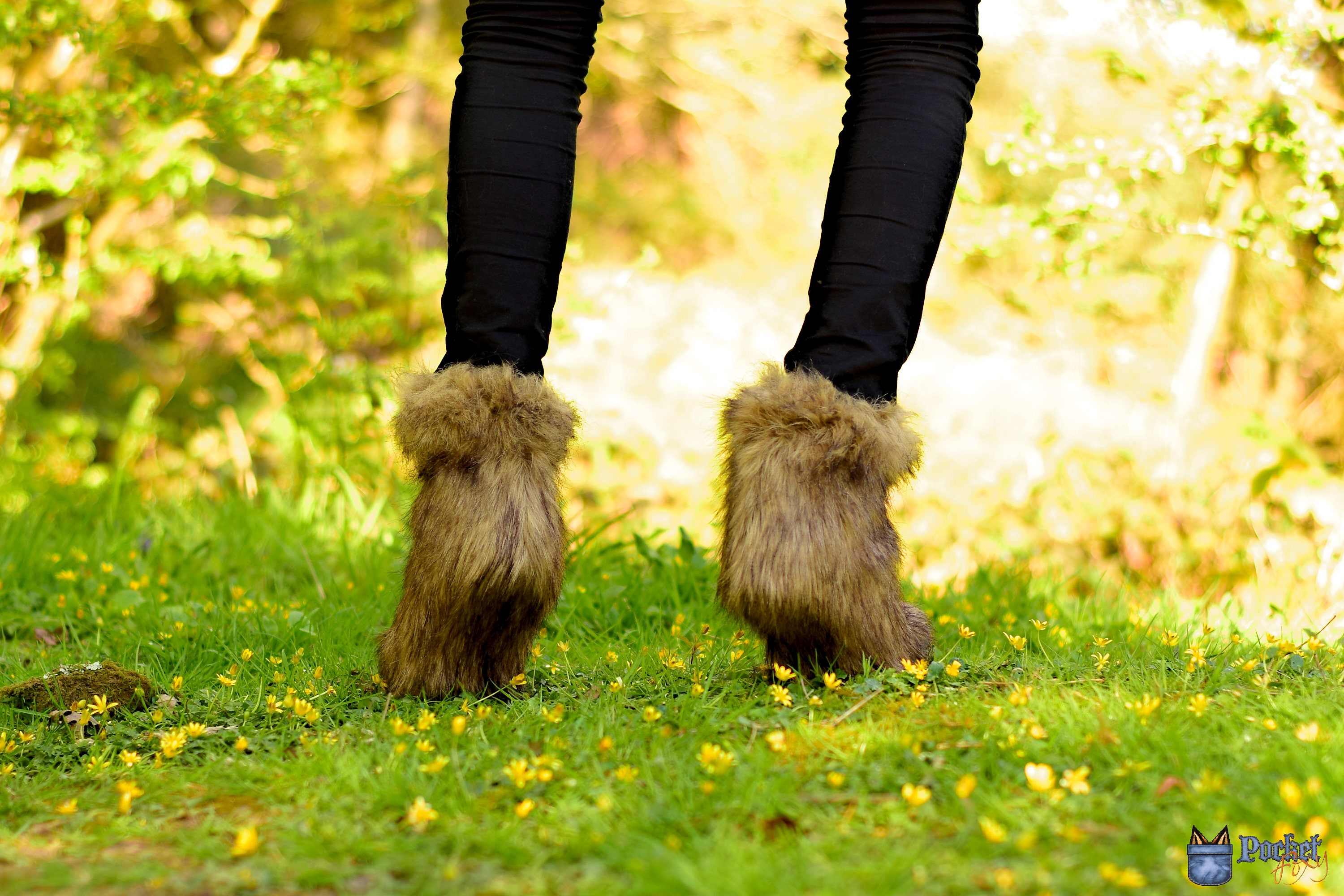 Hooved Goat Boots Faun Satyr Faux Fur Covered Shoes with