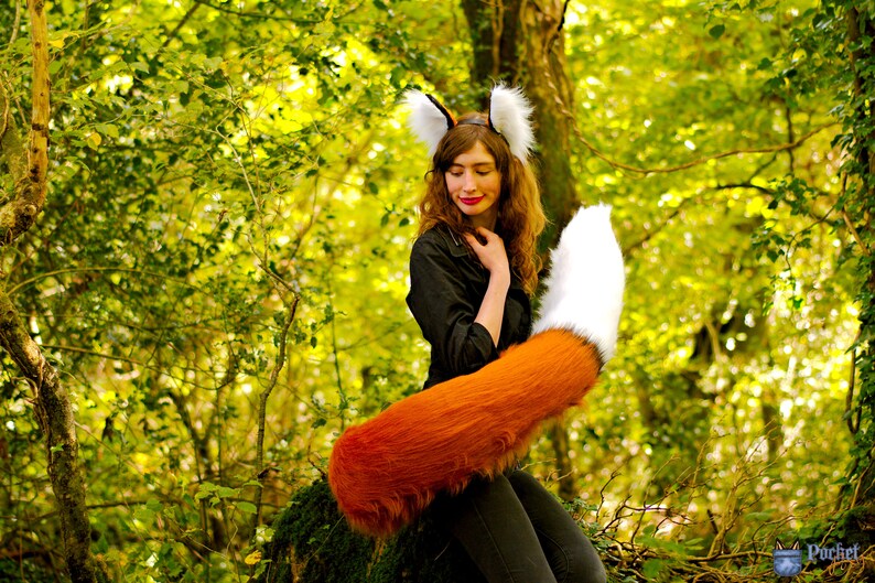 60 Fox Ears & Tail Set Ginger Fox Costume Huge 60 Inch Etsy