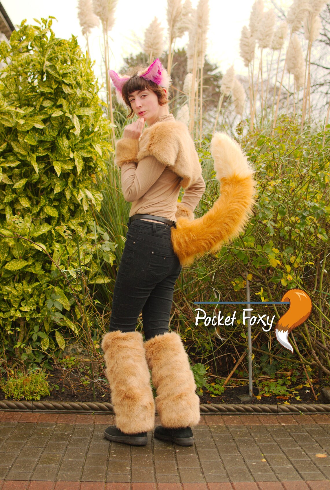 Fox Ears & Tail Costume Set Pink Ear Headband Pink Tail Fox | Etsy