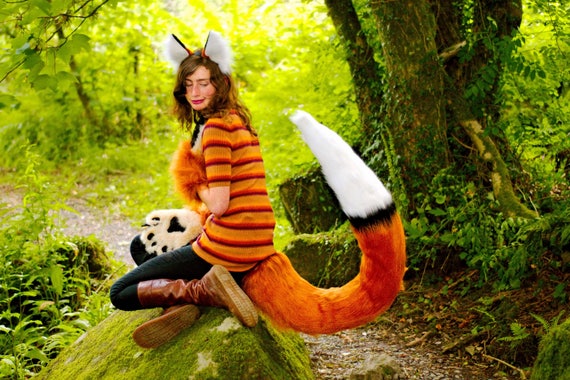 Realistic Fox Ears 60 Long Tail and Mittens Set Adults Etsy.