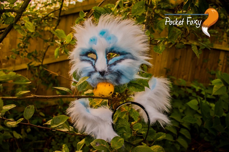 White Fox Mask. Ears and Tail Set With Three Ice Blue Spots. Etsy