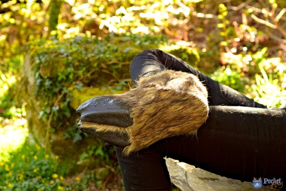 READY TO SHIP Faux Fur Covered Goat Boots with Cloven Hoof
