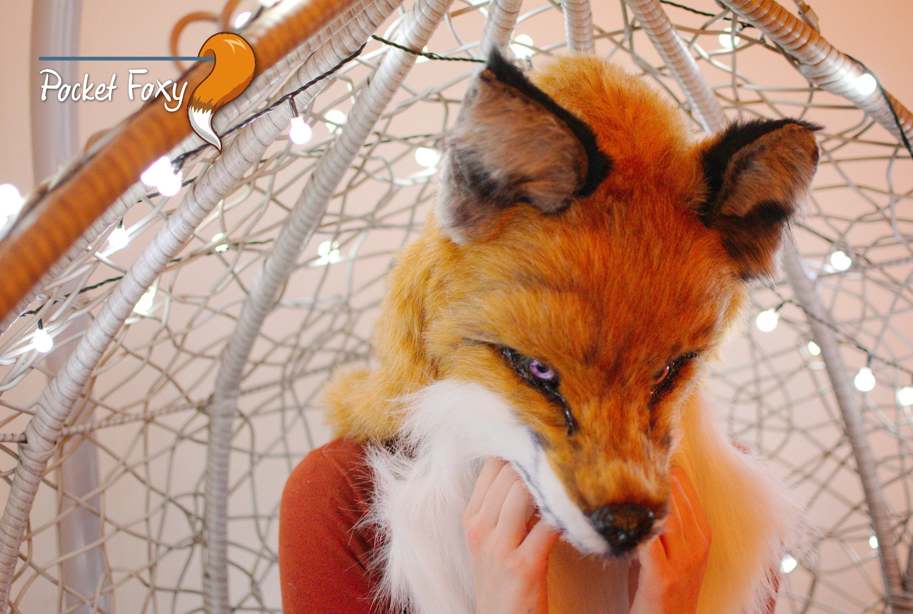 Haoan Fox Mask And Faux Fur Tail Set Halloween Costume Haoan Fox Mask And Faux Fur Tail Set Halloween Costume