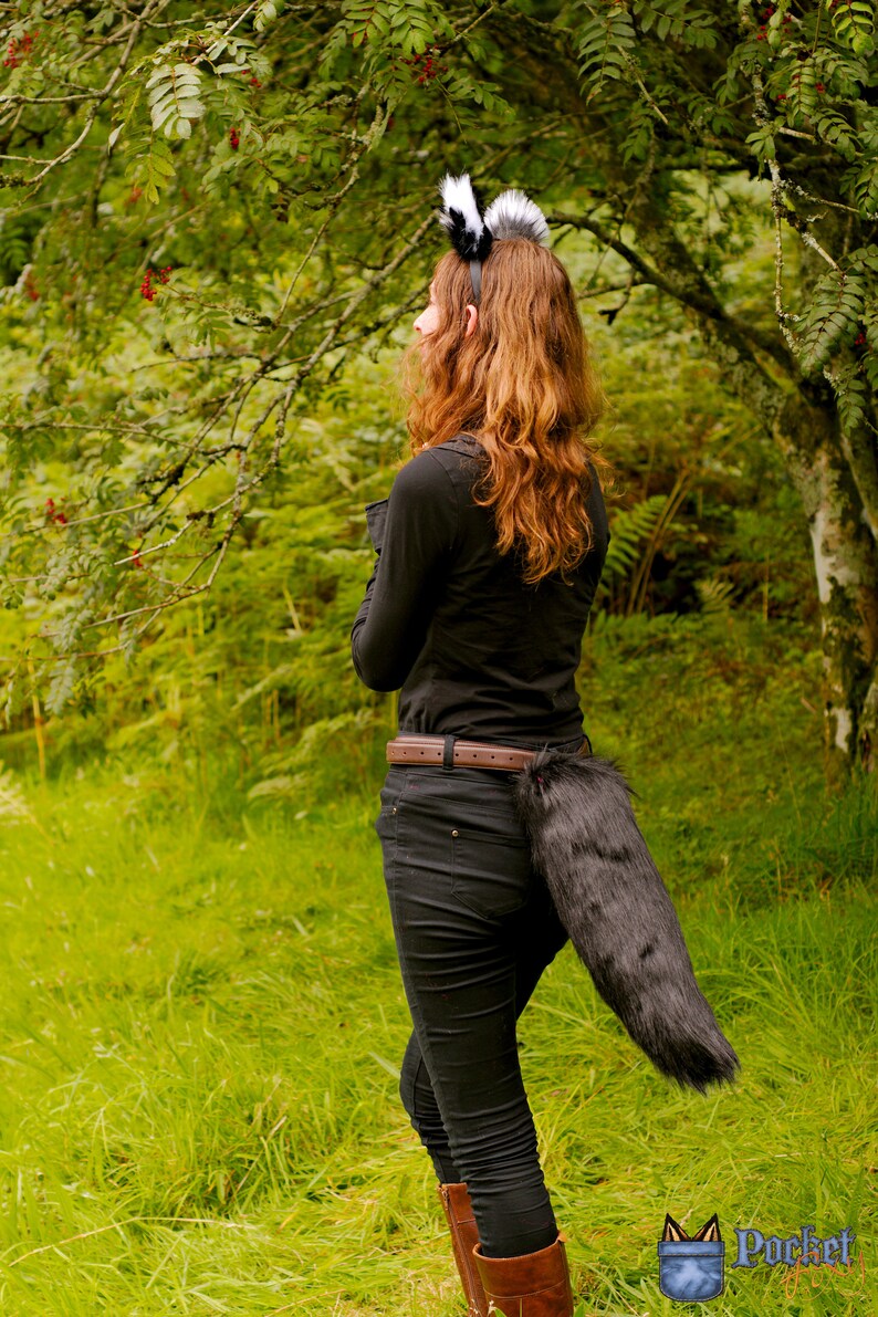 Badger Ears & Tail Costume Set 20 Long Black Badger | Etsy