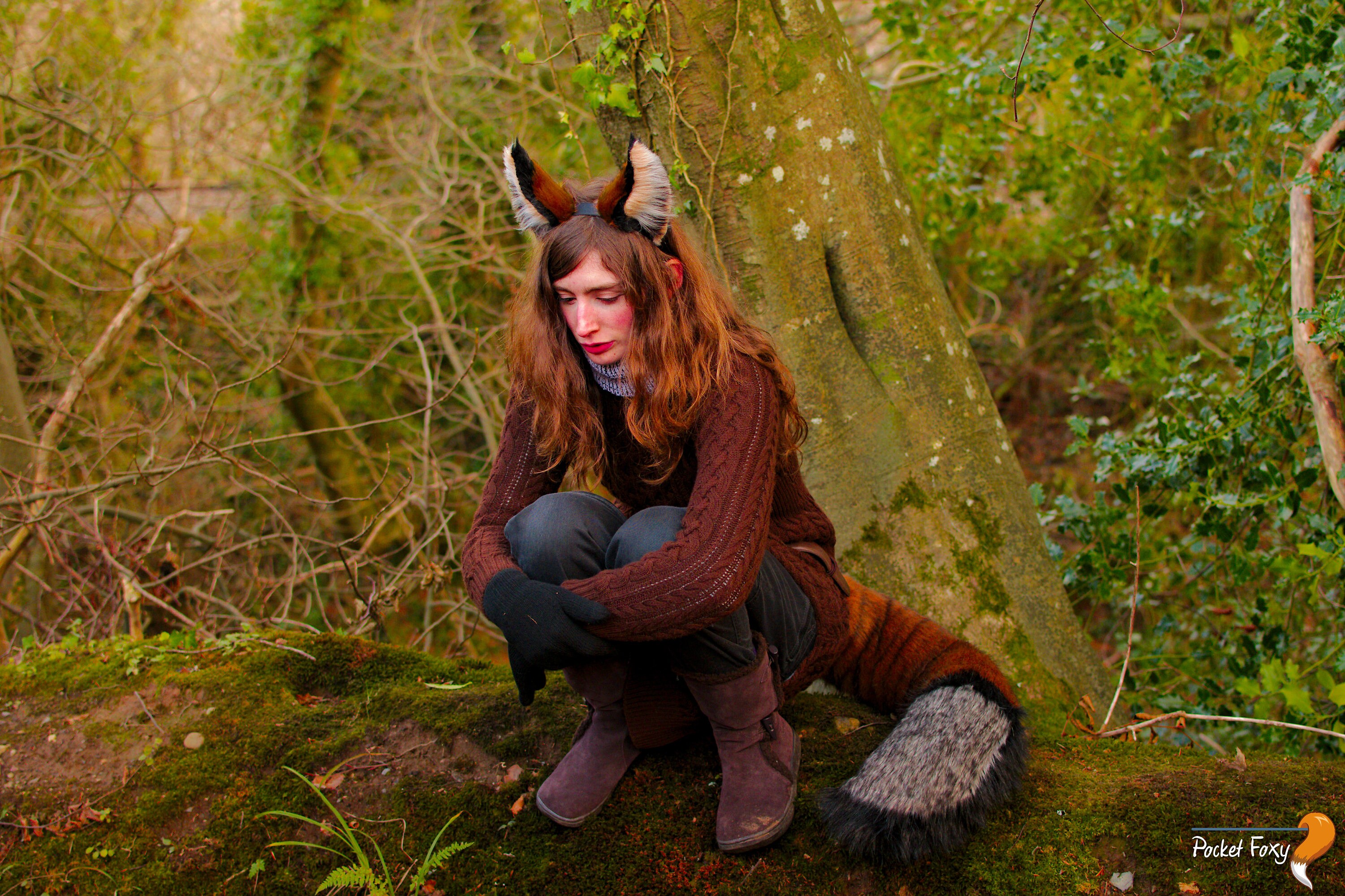 Ginger Fox Ear Headband and 30" inch Long Perky Red Fox Tail! 