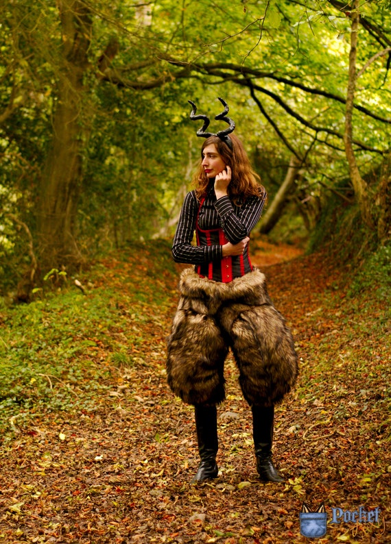 Brown Faun Satyr Costume Goat Leggings Hooved Boots furry