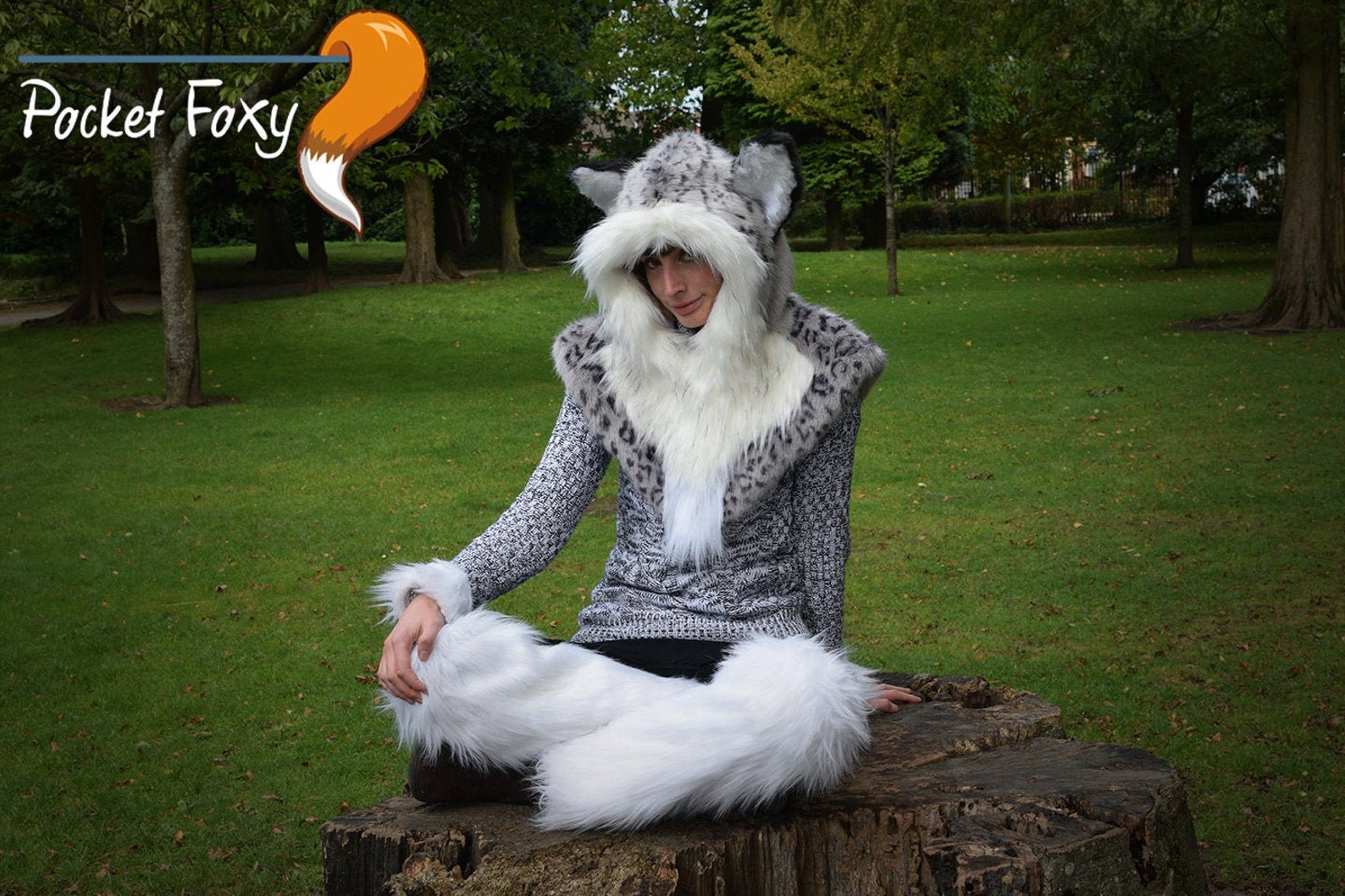 Realistic Snow leopard Costume Hood Big Cat Outfit Lynx Cowl Etsy