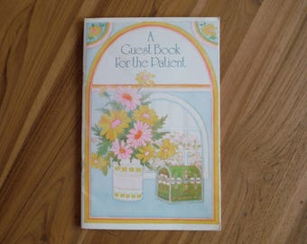 Vintage gastenboek voor de patiënt - jaren 1970 vintage ziekenhuisbezoek bericht handtekening boekje kaart - vintage ziekenhuis plakboek kortstondige