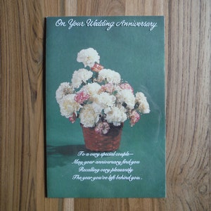 Cartão de aniversário bonito vintage dos anos 1960 - Cartão de aniversário de casamento de vinil kitsch - Melhores desejos dos anos 60, diário de aniversário, coisas efêmeras