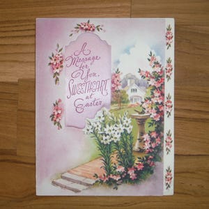 Beste antike 1940er Jahre Sweetheart Osterkarte - 40er Jahre Vintage Liebhaber Charmante Ostergrußkarte - Antikes Oster-Ephemera-Journal-Sammelalbum
