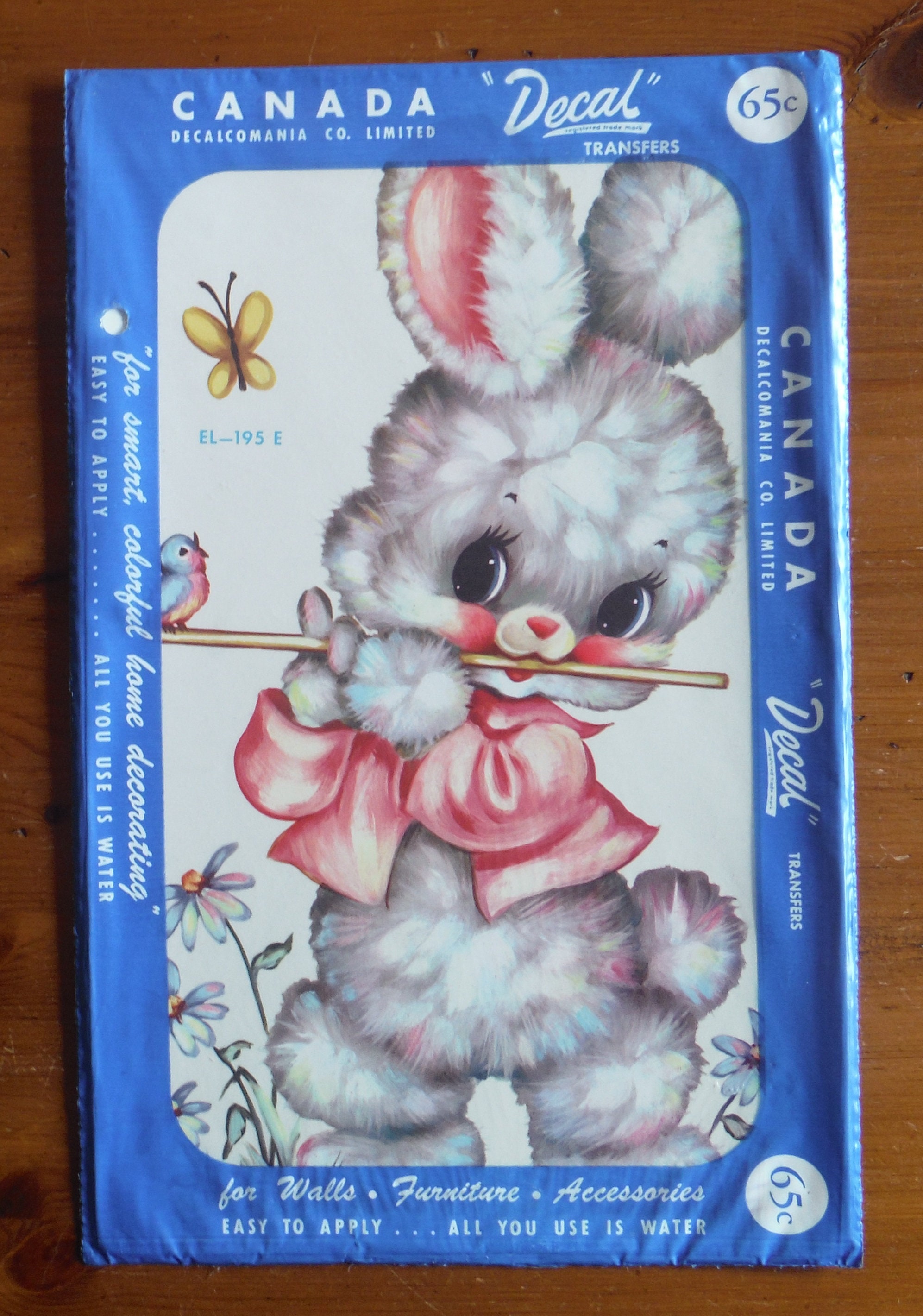 Original Vintage Stuffed Bunny Rabbit Decal Large 1960's - Etsy