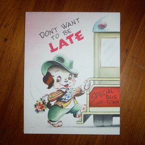 Niedliche Vintage 1950er Jahre Get Well-Karte - '50er lustige Hündchen-Karte - Vintage 50er Jahre Get Well Junk Journal Ephemera