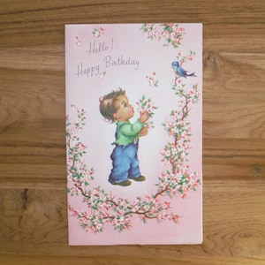 Vintage 1960er Jahre alles Gute zum Geburtstag Karte - '60er 60er Geburtstagskarte mit Bluebird Prägung - Vintage Junk Journal Geburtstag Ephemera
