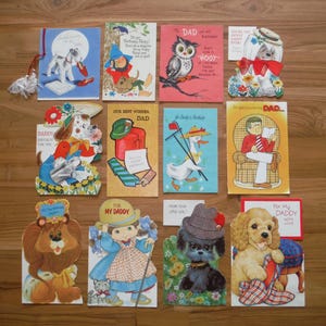 12 Vintage Dad Geburtstagskarten Lot - 1950er bis 1970er Jahre Dad Daddy Vater Geburtstagsgrüße - Vintage Geburtstag Scrapbook Journal Ephemera