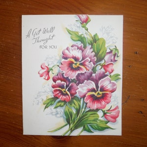Vintage 1940er Genesungskarte - 40er Jahre Get Well Floral Blumen Karte - Vintage Better Health Wishes Vintage Grußkarte Ephemera
