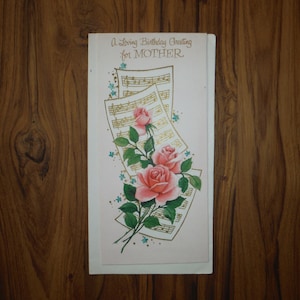 Vintage 1960 Mom Geburtstagskarte - Wunderliche 60er Jahre Mutter Mom Rosen Musikalische Geburtstagskarte - Vintage Mom Birthday Ephemera