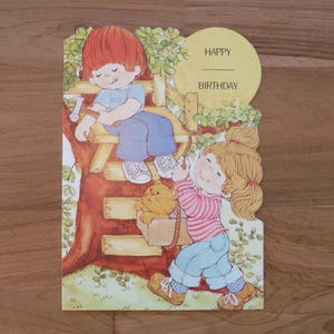 Cartão de feliz aniversário infantil vintage fofo - Cartão de feliz aniversário para menino e menina dos anos 1970 - Diário de lixo de aniversário infantil dos anos 70, álbum de recortes, itens efêmeros