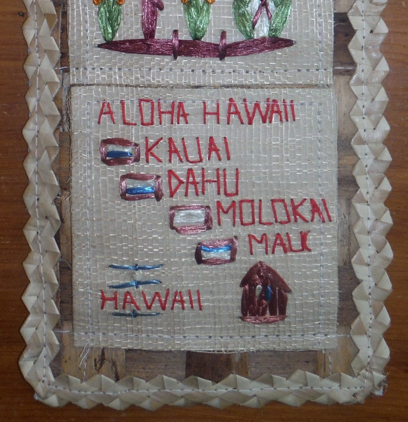 Vintage Tiki Tropical Barware Decor Vintage Kitschy Hawaii Woven Wall Organizer 1980/'s Hawaiian Aloha Letter Postcard Wall Pocket Holder