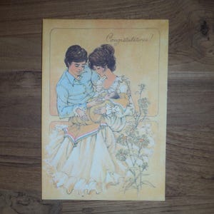 Meilleur Mod vintage des années 1970 nouvelle carte - carte de félicitations rétro nouveauté bébé garçon fille - bébé journal indésirable journal éphémère