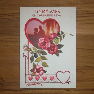 carte de Saint-Valentin femme vintage des années 1970 - carte de la Saint-Valentin floquée femme femme des années 70 - vintage Mid Century Valentine Scrapbook Journal éphémère