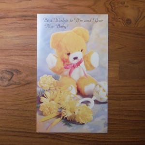 Sweet Vintage 1960&#39;s New Baby Card - Vintage Best Wishes Baby Congratulations Card - Vintage &#39;60&#39;s New Baby Boy Girl Scrapbook Ephemera