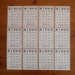 12 vintage bingokaarten - Black & White Cardboard Bingo Cards - Vintage Bingo Stuff - Vintage Papers Junk Journal Game Cards Ephemera