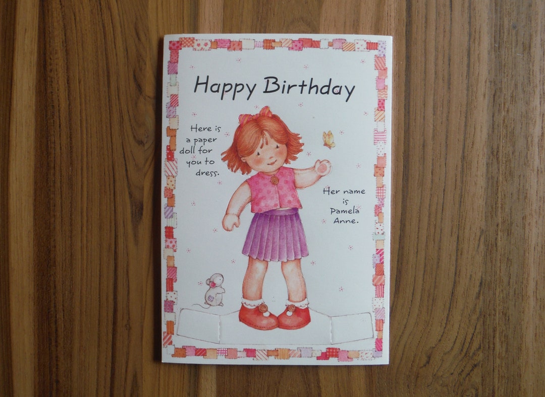 Best Vintage Paper Doll Birthday Card '70's Child's Fun Fold Out Pamela