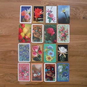 Lotto assortito di carte da gioco vintage - Etichette regalo di diario di spazzatura vintage Carte di scambio Gruppo di carte da gioco Ephemera - Carte Flower Power floreali