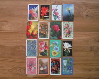 Vintage Playing Cards Assorted Lot - Vintage Junk Journal Gift Tags Trade Swap Cards Playing Card Group Ephemera - Floral Flower Power Cards