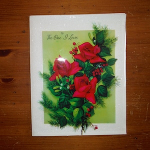 Carte de Noël scintillante vintage des années 50 - carte de Noël scintillante pour conjoint des années 50 - Éphémères pour carte de Noël pour conjoint et épouse mari 1950