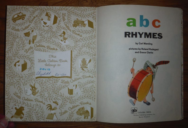 Vintage ABC Rhyming Little Golden Book - 1970's Children's Little ...