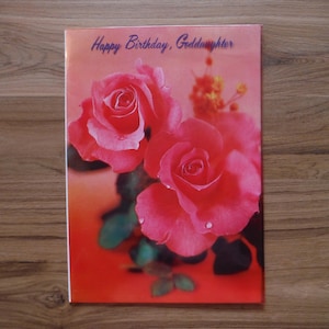 Vintage Goddaughter Birthday Card - 1970&#39;s Mod God Daughter Birthday Greeting Card -  &#39;70&#39;s Goddaughter Floral Flowers Birthday Ephemera