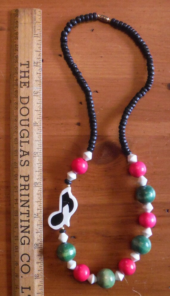 Vintage 1980's Child's Wooden Music Necklace - '8… - image 5