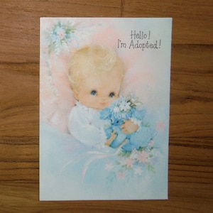 Faire-part J'ai adopté vintage - carte de nouveau bébé J'ai été adopté vintage - carte bébé garçon fille adopté - éphémères de scrapbooking bébé adopté