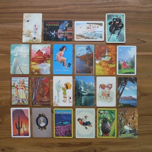 Carte da gioco vintage Lotto assortito - Diario spazzatura vintage Etichette regalo Carte di scambio commerciale Gruppo di carte da gioco Ephemera - Carte di persone e luoghi