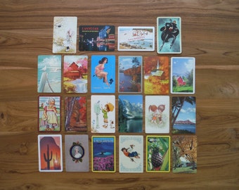 Vintage Playing Cards Assorted Lot - Vintage Junk Journal Gift Tags Trade Swap Cards Playing Card Group Ephemera - People & Places Cards