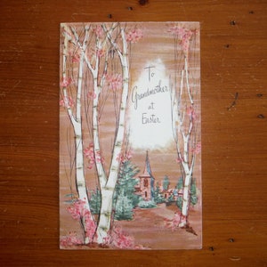 Tarjeta de Pascua vintage de la abuela - Tarjeta de felicitación de Pascua de la abuela de los años 60 - Tarjeta de Pascua encantadora de la iglesia de los años 60 Efímera