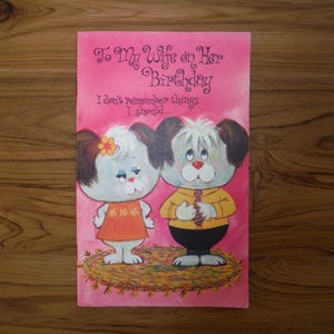Melhor cartão de aniversário de esposa vintage - Cartão de história de livreto de aniversário de esposa retrô engraçado dos anos 1970 - Vintage do diário de aniversário do marido Ephemera