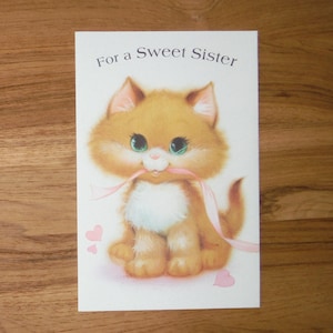 Vintage Sweet Sister Valentine Card - vintage Kitten Kitty Cat Sister Valentine Card - Éphémères de la Saint-Valentin enfant fille chaton