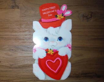 Carte de Saint-Valentin vintage pour bébé - carte de Saint-Valentin bébé vintage - première Saint-Valentin vacances chaton Scrapbook Journal éphémères