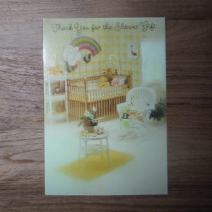 Merci pour cadeau de baby shower vintage carte de voeux - carte de remerciement Mod des années 1970 - éphémères de chambre de bébé de remerciement rétro