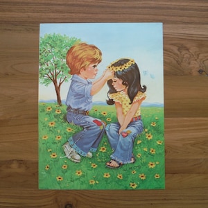 Affiche vintage Mod des années 1970 Couple in Love - Éphémères rétro Groovy Boy Girl Hippie des années 1970 - Impressions W. M. Otto vintage des années 1970