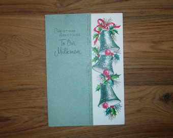 Vintage 1950's Milkman Christmas Card - Tarjeta de Navidad Milkman de 1950 - Vintage '50's Season's Greetings Christmas Card Junk Journal Ephemera