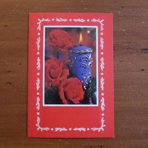 Vintage 1960&#39;s Christmas Card - Vintage Kitschy &#39;60&#39;s Christmas Candles Xmas Card - 1960&#39;s Christmas Greetings Junk Journal Ephemera