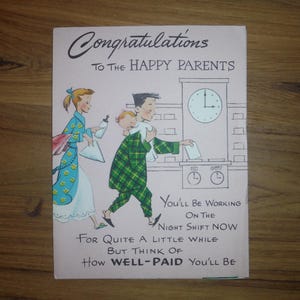 La mejor tarjeta de felicitación de los años 60 para padres felices por el nacimiento de un bebé: tarjeta vintage de felicitación para un nuevo bebé de los años 60: diario con tarjetas divertidas y divertidas para un nuevo bebé