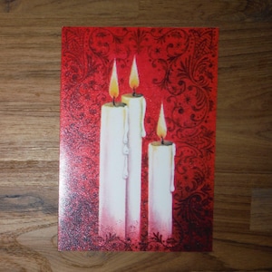 Vintage kaarskerstkaart jaren 1970 - jaren 70 mod kerstkaarsen kerstkaart - kerstgroet uit het midden van de eeuw ongewenste tijdschrift