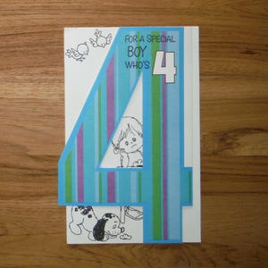 Best Vintage 1960&#39;s Fourth Birthday Card - Vintage 4 Year Old Boy Coloring Birthday Greeting Card - &#39;60&#39;s Birthday Scrap Book Ephemera