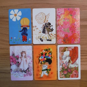 Vintage Mod Girl Holly Hobbie Playing Cards - 1970&#39;s Groovy Girl Guy Cards - &#39;70&#39;s Holly Hobbie Bride Boy Flower Power Card Journal Ephemera