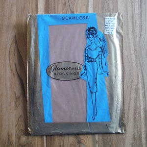 Vintage Seamless Glamorous Stockings New in Package - 1950&#39;s Cinnamon Stockings Nylons - Vintage Ladies Seam Free Stockings Size 8 1/2
